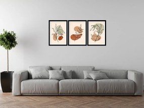 Gario Sada plagátov Flower abstraction - 3 dielna Farba rámu: Zlatá, Veľkosť: 99 x 45 cm