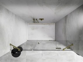 Mexen Lunar, pravé otočné sprchové dvere 155 cm, 8mm číre sklo, zlatý matný profil, 834S-155-050-55-00-P