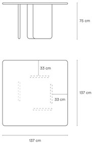 Štvorcový jedálenský stôl arq prírodný 137 x 137 cm MUZZA