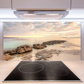 Sklenený obklad Do kuchyne More kamene krajina 140x70 cm