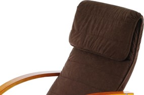 relax kreslo s výklopnou podnožou, čerešňa drevo, látka hnedá
