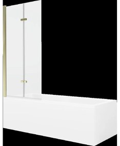 Mexen Cubik obdĺžniková vaňa 160 x 70 cm s obkladom a 2-krídlovou zástenou 80 cm, Transparentné, Zlatá - 550316070X9208025000