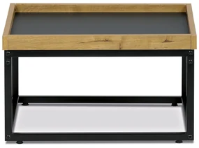 Autronic - Stůl konferenční, MDF deska šedá s dekorativní hranou divoký dub, černý kov. - CT-614 OAK VÝPRODEJ