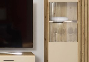 Obývacia stena Gatwick, dub artisan/kašmírová béžová, s osvetlením