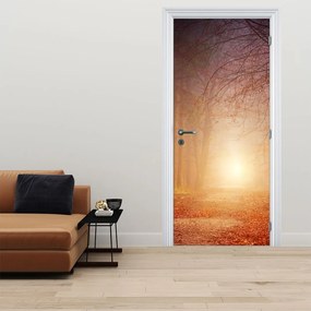 Fototapeta na dvere - Jesenný les v hmle (95x205cm)