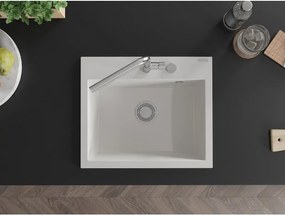 Mexen Oscar, 1-komorový granitový drez 580x490x205 mm, biela, 6519581000-20