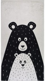 Čierno-biely prateľný detský koberec 80x120 cm Bear Family – Vitaus