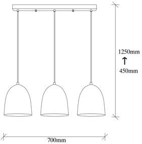 Luster na lanku TATTOO 3xE27/40W/230V čierny