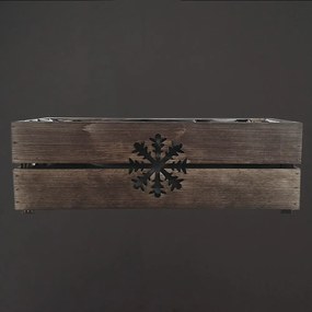 AMADEA Drevený vianočný kvetináč s vločkou tmavý, vo vnútri s čiernou fóliou, 52x21,5x17cm, český výrobok