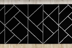 Behúň EMERALD 7543 Glamour exclusive, Geometrický, čierny + strieborná