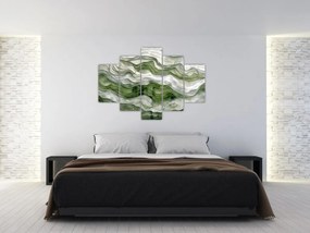 Obraz - Zelenobiele vlnky (150x105 cm)