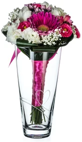 Dekorant svatby Svadobná kónická váza s menami zdobená Swarovski kamienkami Romance 25 cm