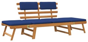vidaXL Záhradná lavička s podložkami 2-v-1 190 cm, akáciový masív