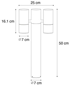 Stojaca vonkajšia lampa čierna 50 cm 2-svetlá nastaviteľná - Duo