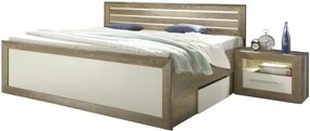 Sconto Posteľ s nočnými stolíkmi DREANO dub canyon/biela, 180x200 cm