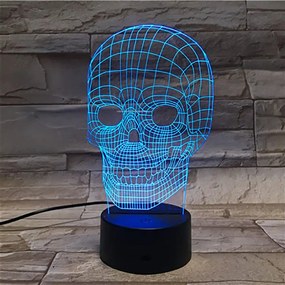 3Dmix 3DL-BTB031 – 3D LED nočná lampa - Lebka (Bluetooth reproduktor - farba biela)
