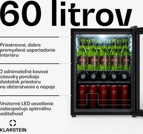 Klarstein Beersafe chladiaca skriňa na nápoje so sklenenými dverami | 64 x 48 cm | LED vnútorné osvetlenie