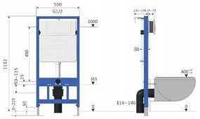 Závesný set Mexen Fenix + WC LENA Rimless ČIERNA 48 x 36 cm + pomaly padajúce sedátko Slim, 60100 + 3322XX85 + podložka