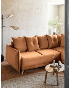 Menčestrová rozkladacia rohová pohovka v tehlovej farbe (pravý roh) Lazy Lukka – Miuform