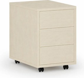 Kancelársky mobilný kontajner PRIMO WOOD, PUSH-lock, 3 zásuvky, breza