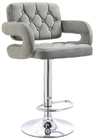 LuxuryForm DESIGN Barová stolička ADRIA VELUR na striebornom tanieri - sivá