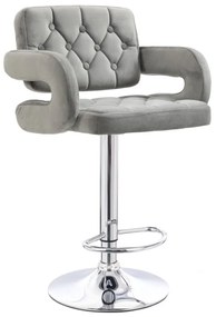 LuxuryForm Barová stolička ADRIA VELUR na striebornom tanieri - šedá