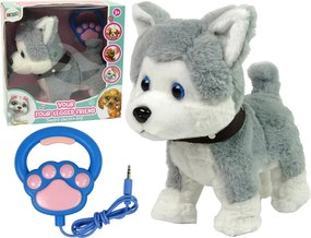 LEAN Toys Plyšový interaktívny psík husky vodítko, piesne a chôdza