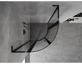 Mexen Mist L, štvrťkruhový sprchový kút s 2-krídlovými dverami, 80 x 80 cm, 8mm číre sklo, čierny profil, 8A32L-080-080-70-70