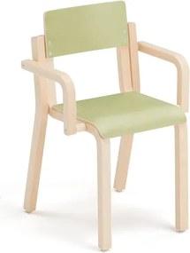 Detská stolička DANTE, s podrúčkami, výška 380 mm, breza/zelená