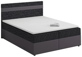 Manželská posteľ Boxspring 180x200 cm Mimosa (melírovaná čierna + tmavosivá) (s roštom a matracom). Vlastná spoľahlivá doprava až k Vám domov. 1007816