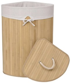 Rohový kôš na bielizeň 60 l bambusový béžový