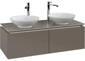 VILLEROY &amp; BOCH Legato závesná skrinka pod dve umývadlá na dosku, 2 zásuvky, 1200 x 500 x 380 mm, Truffle Grey, B58300VG