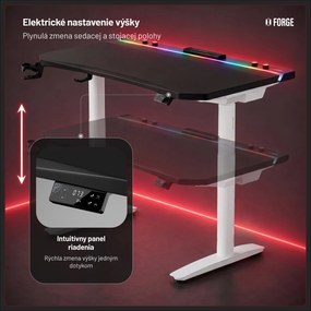 Elektrický herný stôl RGB s držiakmi, čierno-biely, 120 cm: Diablo X-Forge 1200