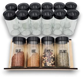 Orion Sada 16ks koreničiek BLACK 80ml + 4ks organizér na koreničky VASKY (nízky) + sada 24ks štítkov
