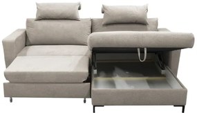 Rozkladacia rohová sedacia súprava s úložným priestorom v tvare L HORTA, pravá, sivá