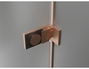 Mexen Lunar-F, skladacie ľavé sprchové dvere 75 cm, 8mm číre sklo, medený matný profil, 836-075-000-65-00-L