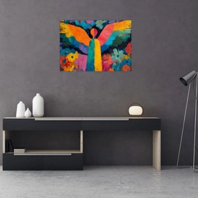 Obraz - Abstraktný anjel s kvetmi (70x50 cm)