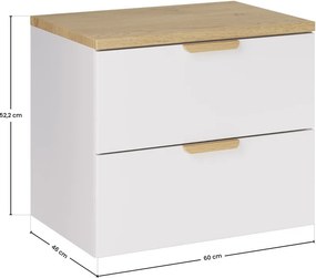 Závěsná skříňka pod umyvadlo Aster s deskou 60 cm bílá/dub cremona