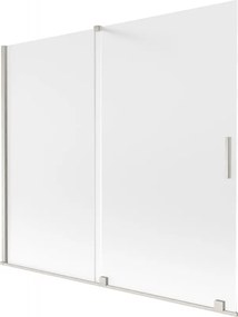 Mexen Velar, 2-krídlová posuvná vaňová zástena 180 x 150 cm, 8mm sklo námraza, brúsená oceľ, 896-180-000-31-97