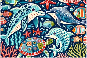 Obraz – Kreslené vodné zvieratká (90x60 cm)
