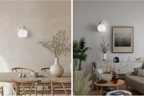 Nástenné svietidlo Eliza 1, 1x biele sklenené tienidlo, g/be