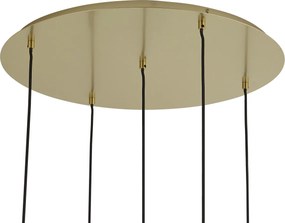 Hotelová elegantná závesná lampa mosadzná s modrým a zeleným sklom 5-svetiel - Qara