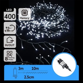 Aigostar - LED vonkajší svetelný reťazec, 400 LED, 8 režimov, 13 m, IP44, studená biela