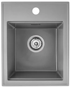Sink Quality Ferrum New 4050, 1-komorový granitový drez 400x500x185 mm + chrómový sifón, šedá, SKQ-FER.4050.G.X