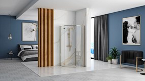 Päťuholníkový sprchový kút REA DIAMOND 90x90 cm, zlatý/transparent - bez vaničky