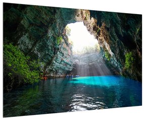 Obraz jaskyne s vodnou plochou (90x60 cm)