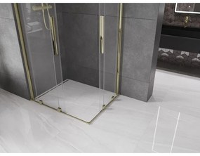 Mexen Velar Duo, sprchový kút s posuvnými dverami 90(dvere) x 80(dvere) cm, 8mm číre sklo, zlatý lesklý profil, 871-090-080-02-50
