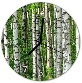 Nástenné sklenené hodiny Birch strom fi 30 cm