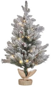 Vianočný stromček v jutovom vrecku so svetielkami 90 cm zelený MALIGNE Beliani