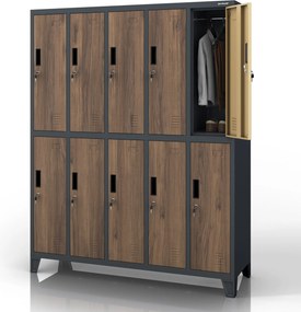 10-dverová šatňová skrinka na oblečenie, antracitová/orechová, 1360x1720x450 mm: BARTEK Eco Design